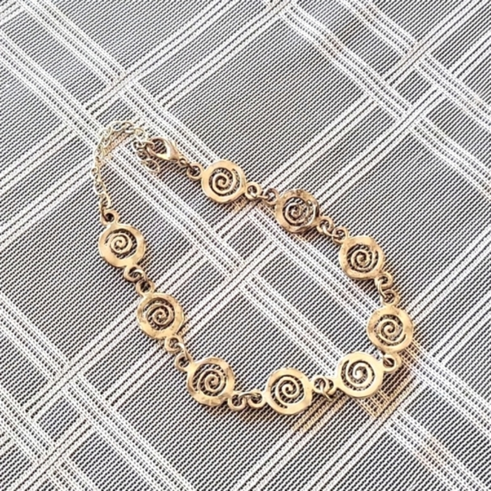 Greek Spiral Silver Hammered Bracelet